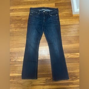 Express dark wash barely boot jeans